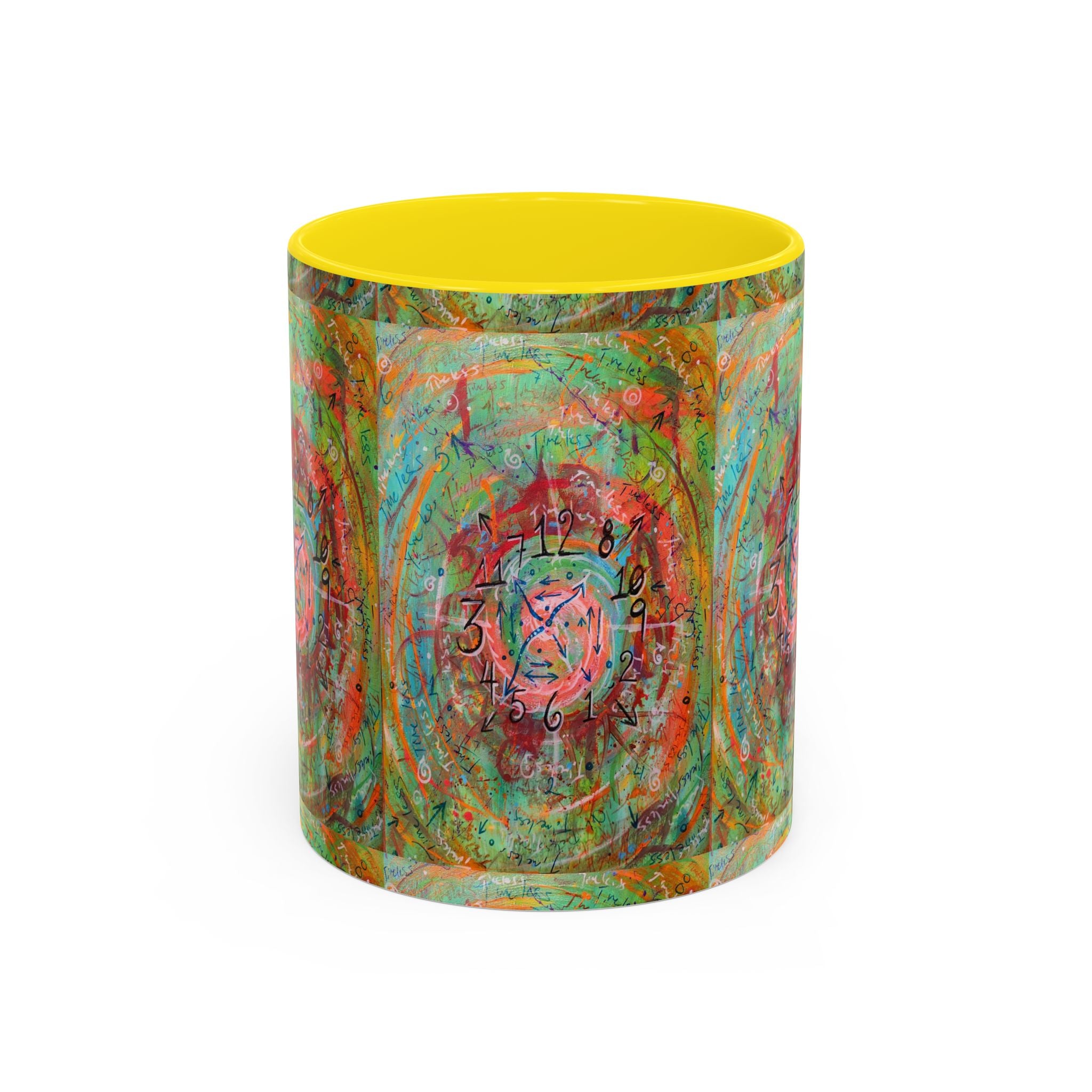Boho Tarot Clockwork Accent Coffee Mug — Vibrant Abstract Mystic Art (11/15oz)