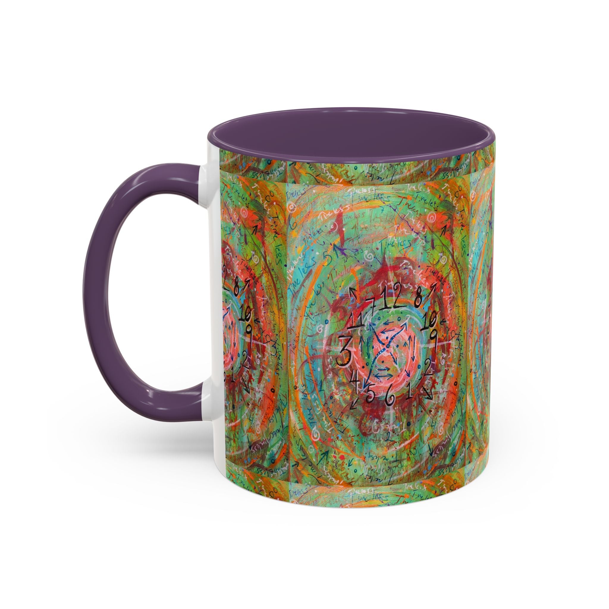 Boho Tarot Clockwork Accent Coffee Mug — Vibrant Abstract Mystic Art (11/15oz)
