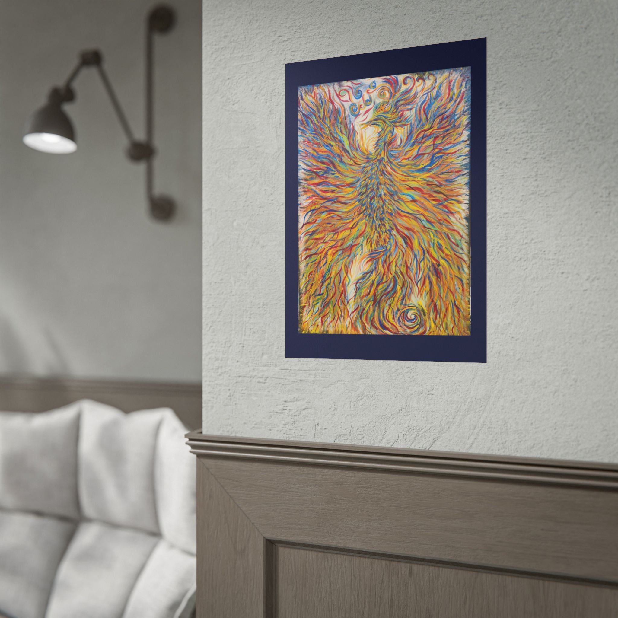 Abstract Phoenix Art Poster — Colorful Whimsical Wall Print
