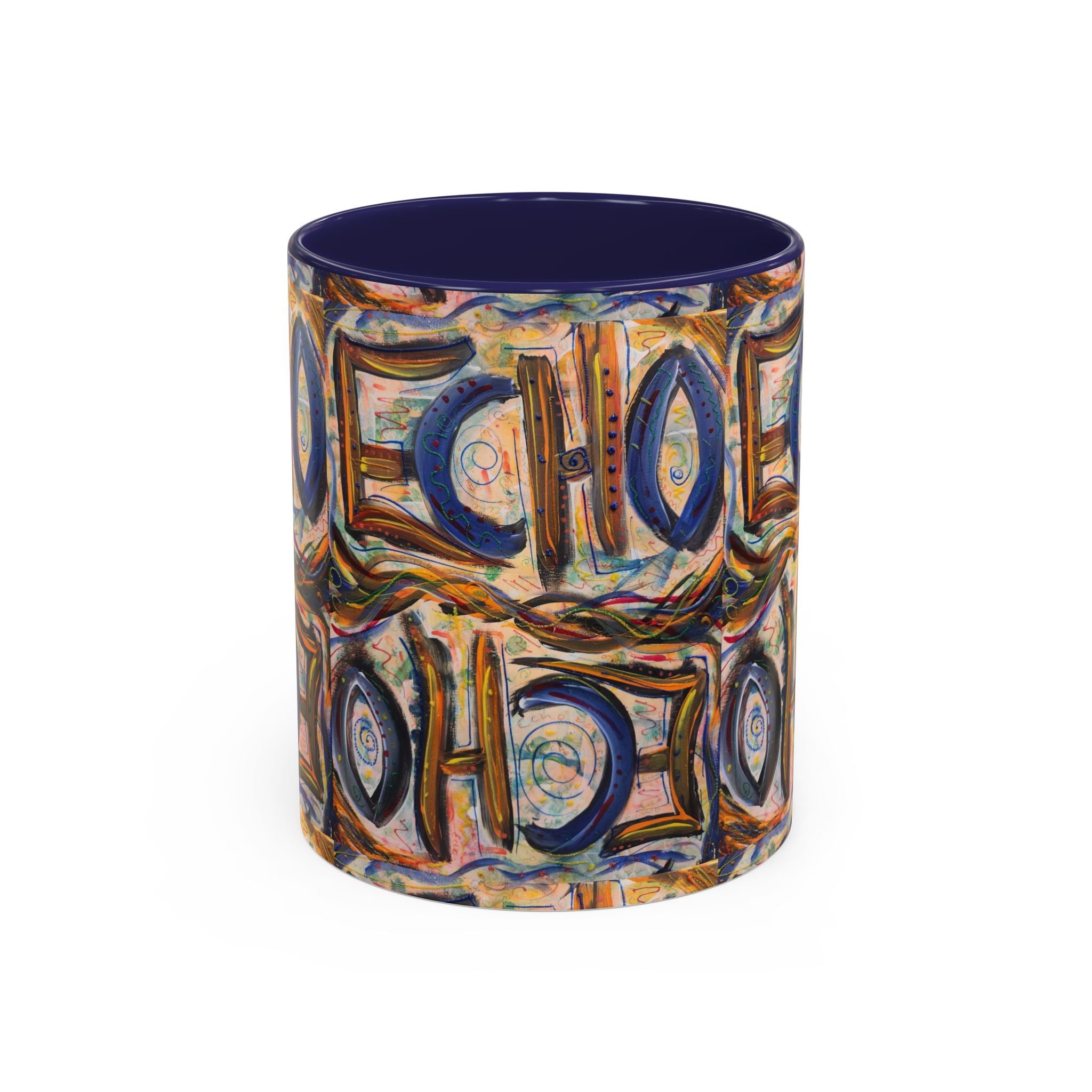 Echo Abstract Geometric Accent Coffee Mug – Colorful Modern Art Design (11/15 oz)