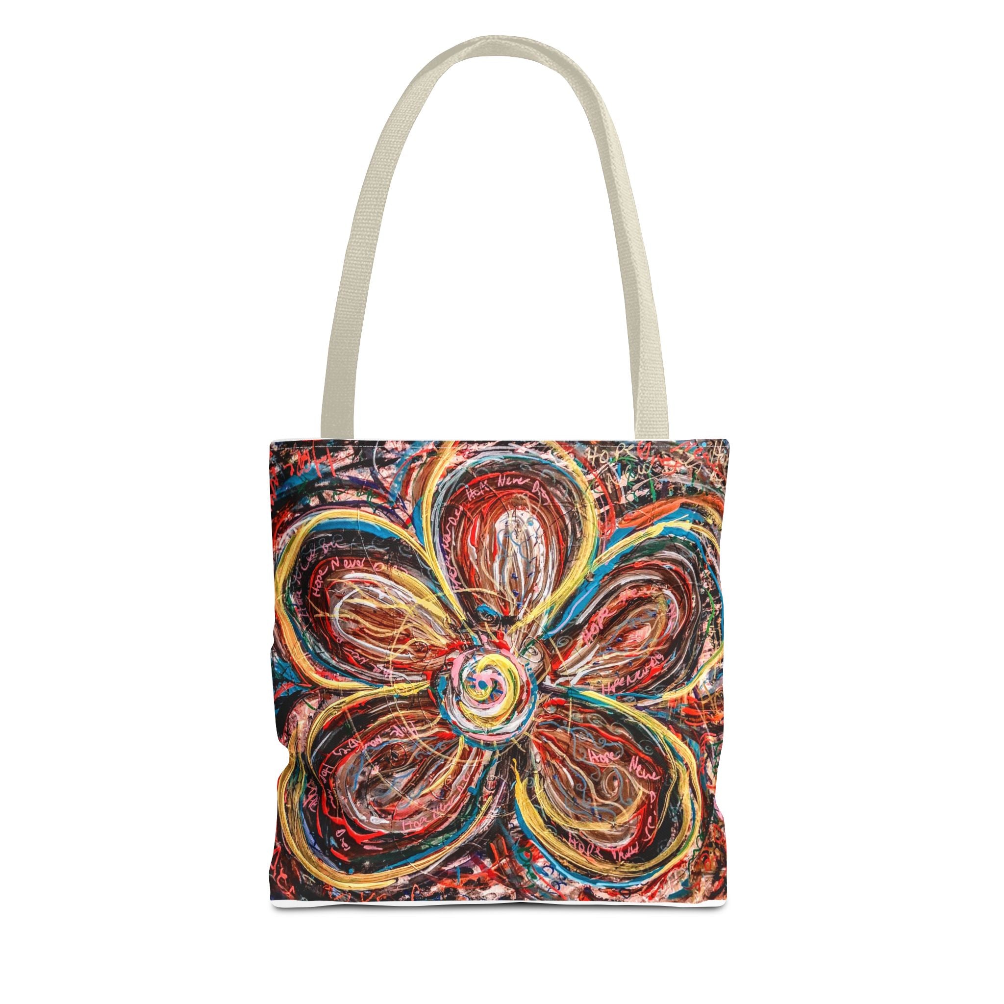 Abstract Flower Tote Bag — Colorful Swirl Bloom All-Over Print Tote