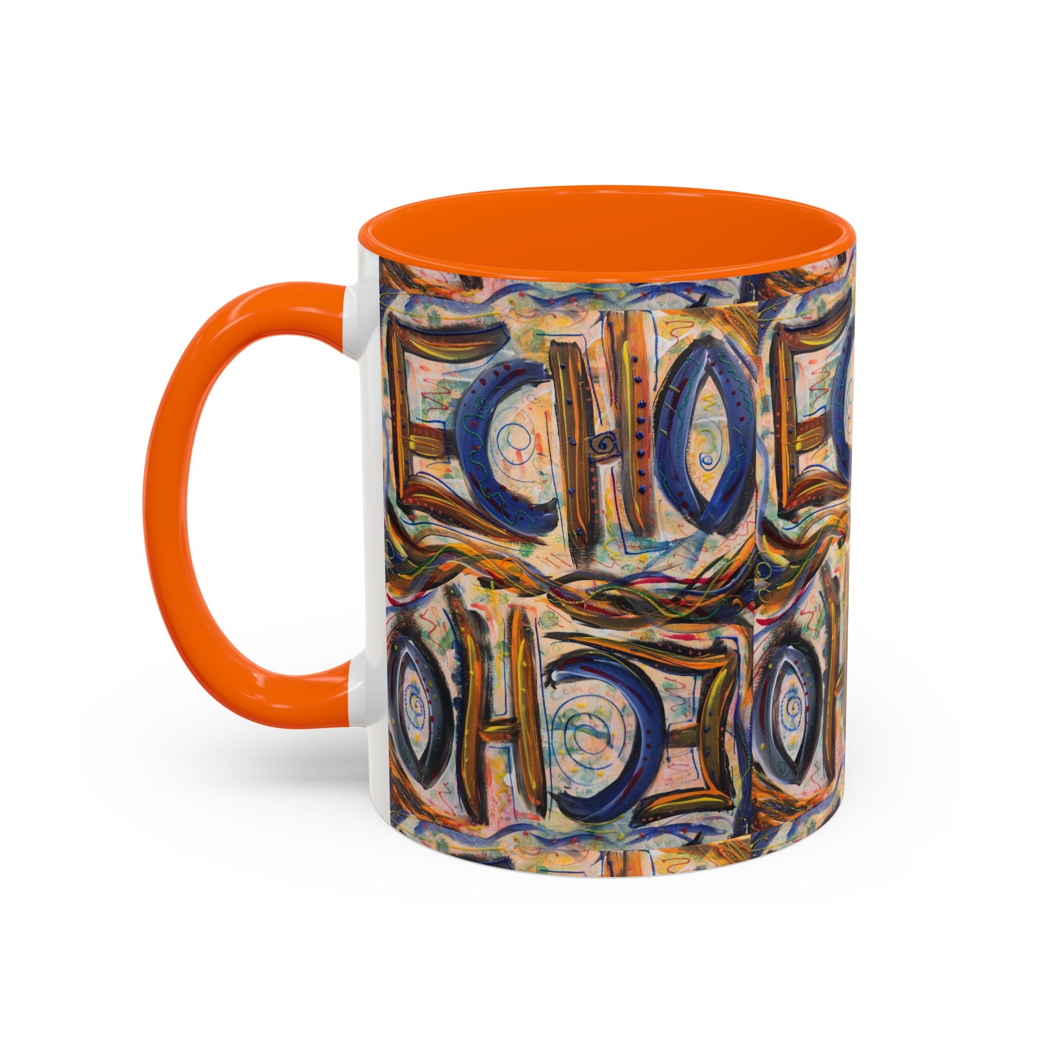 Echo Abstract Geometric Accent Coffee Mug – Colorful Modern Art Design (11/15 oz)