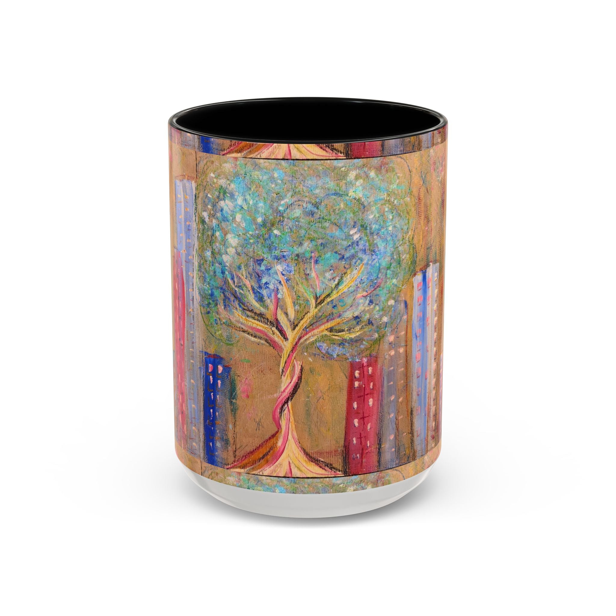City Tree Coffee Mug — Colorful Urban Tree Art Accent Mug (11/15 oz)