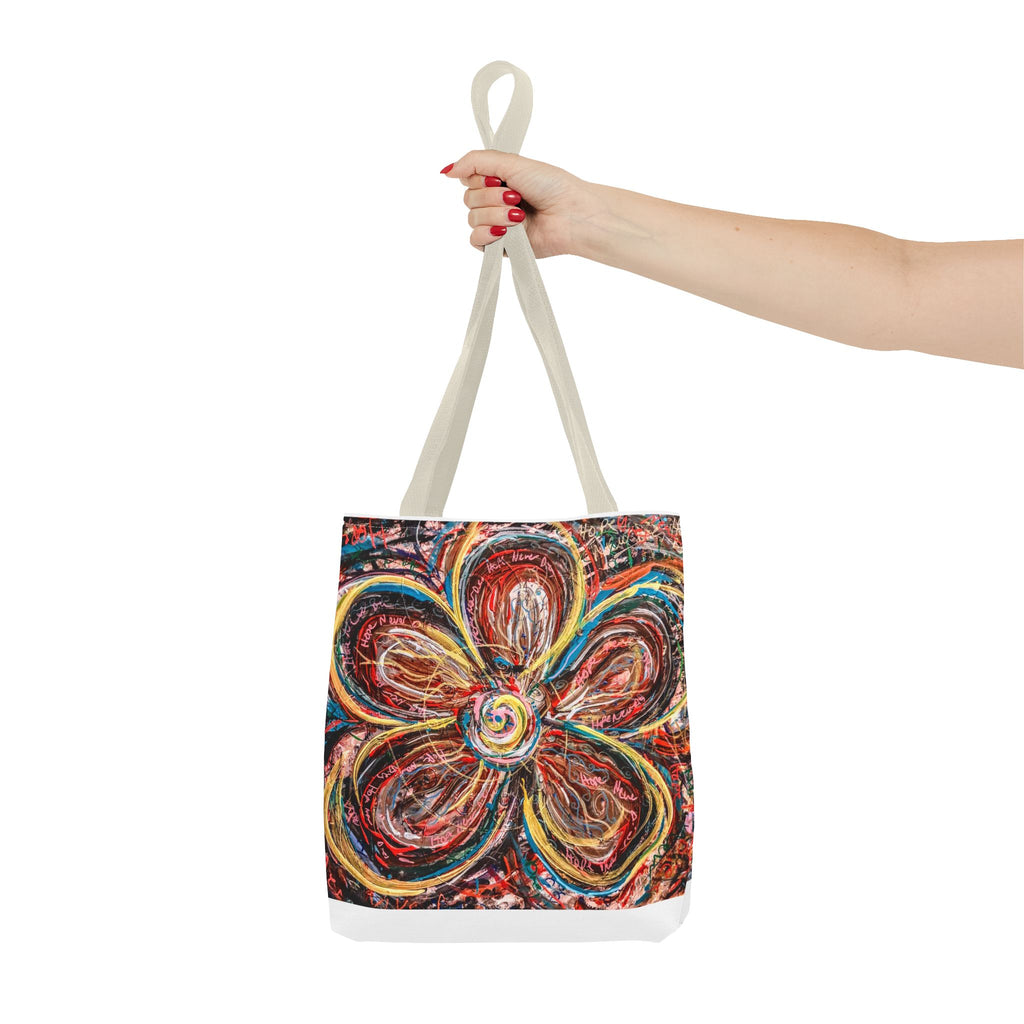 Abstract Flower Tote Bag — Colorful Swirl Bloom All-Over Print Tote