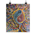 Yin Yang Sun Psychedelic Matte Poster — Vibrant Abstract Boho Wall Art