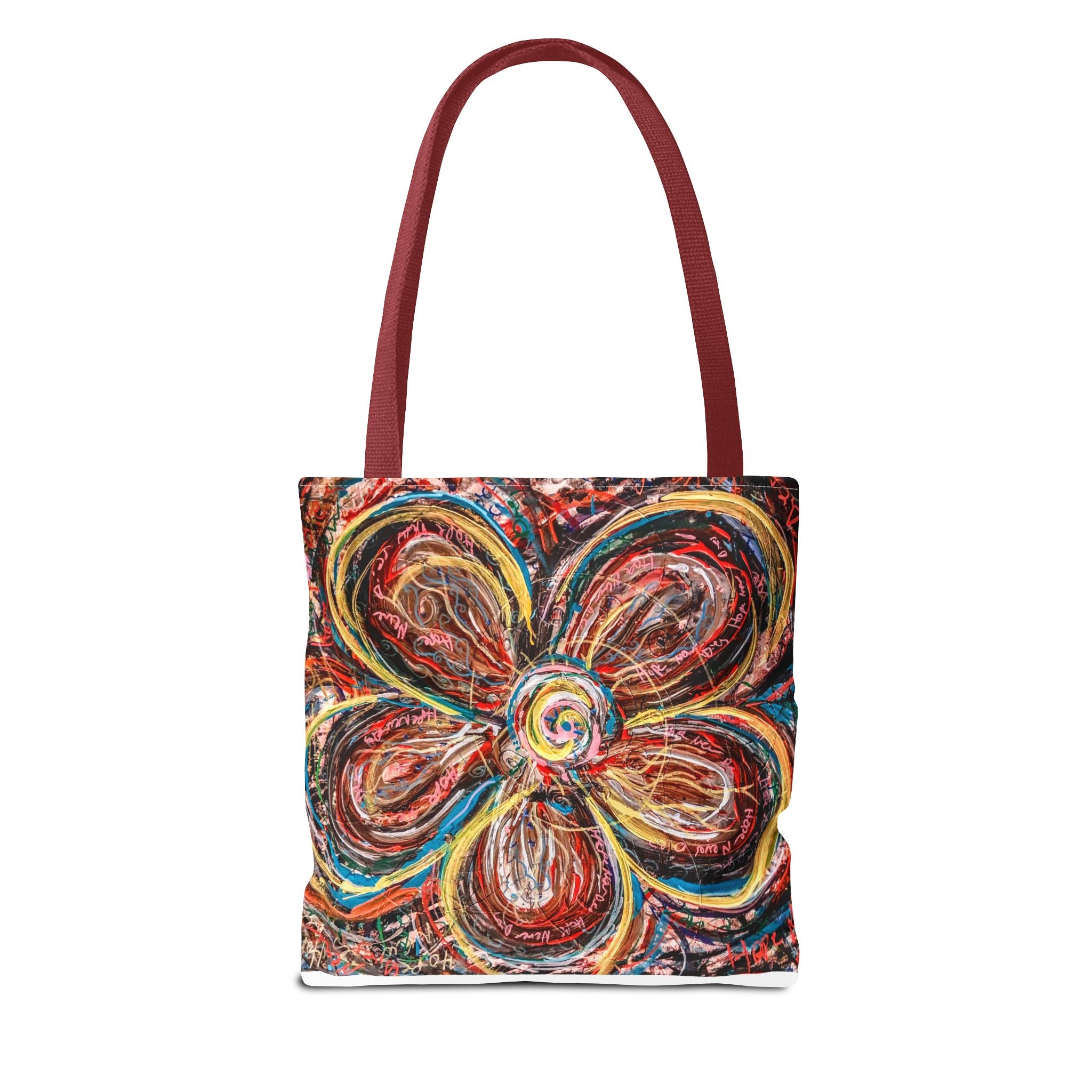 Abstract Flower Tote Bag — Colorful Swirl Bloom All-Over Print Tote