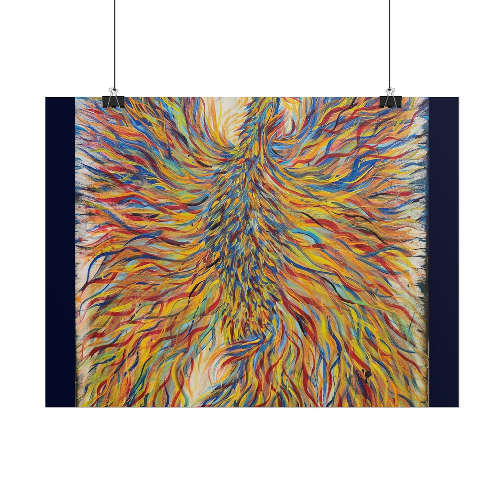Abstract Phoenix Art Poster — Colorful Whimsical Wall Print