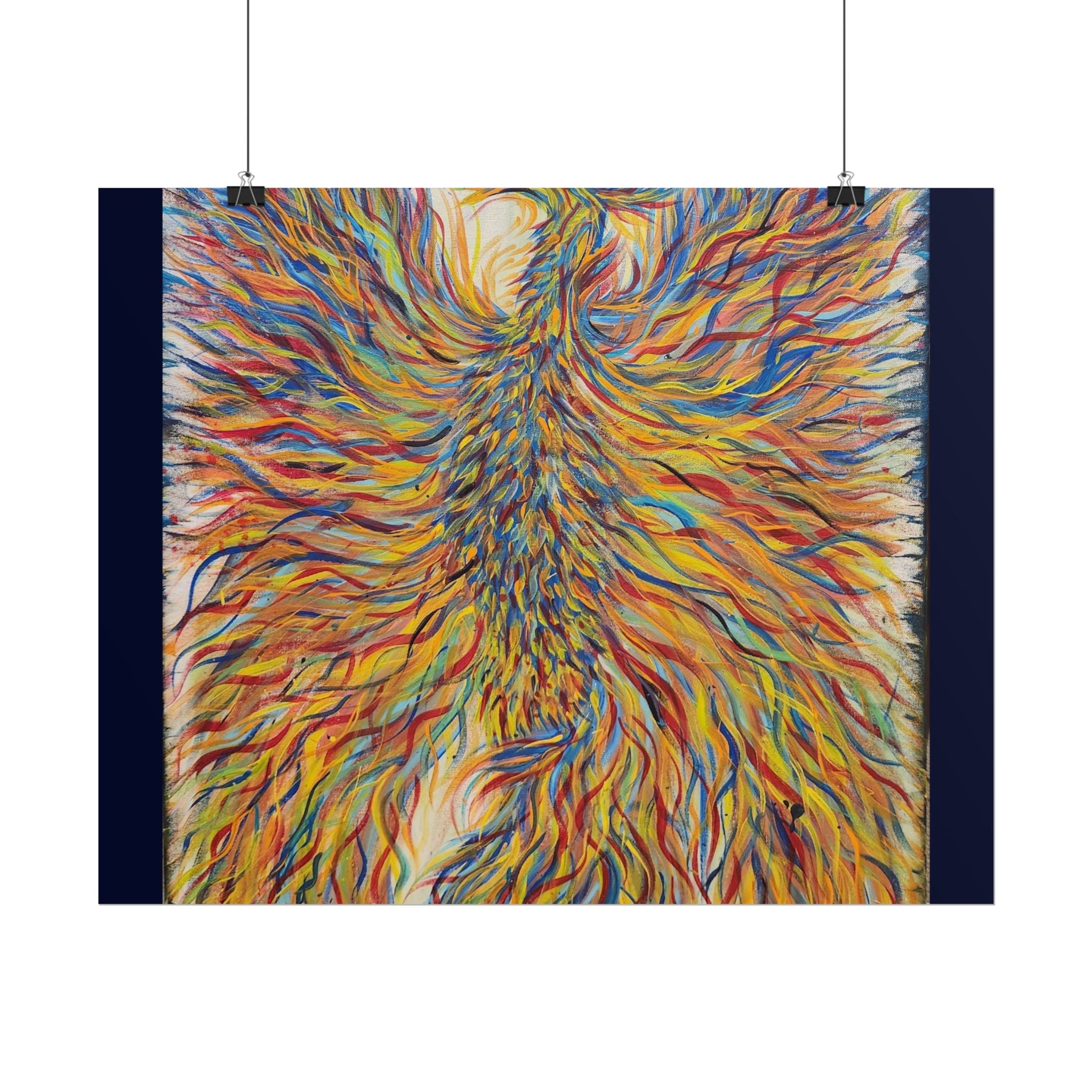 Abstract Phoenix Art Poster — Colorful Whimsical Wall Print
