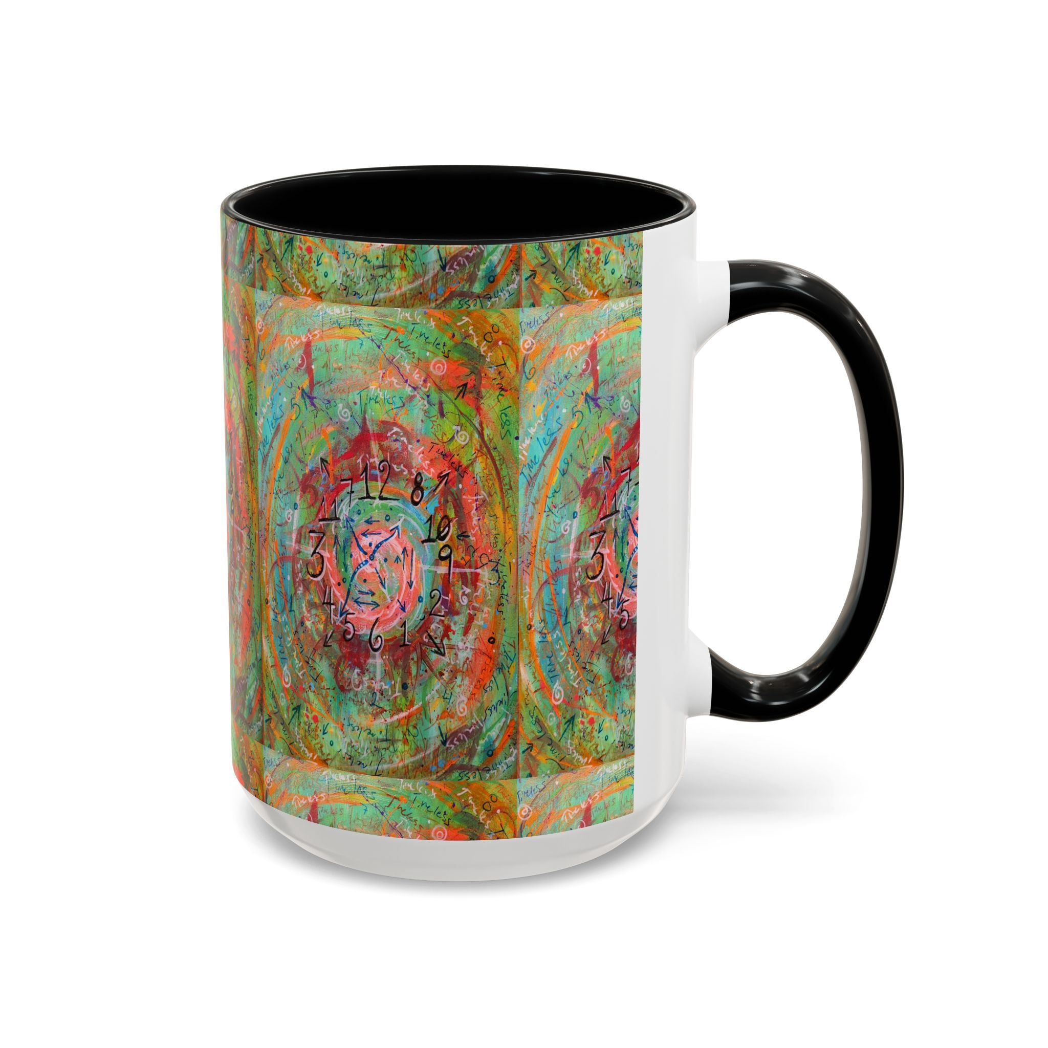 Boho Tarot Clockwork Accent Coffee Mug — Vibrant Abstract Mystic Art (11/15oz)