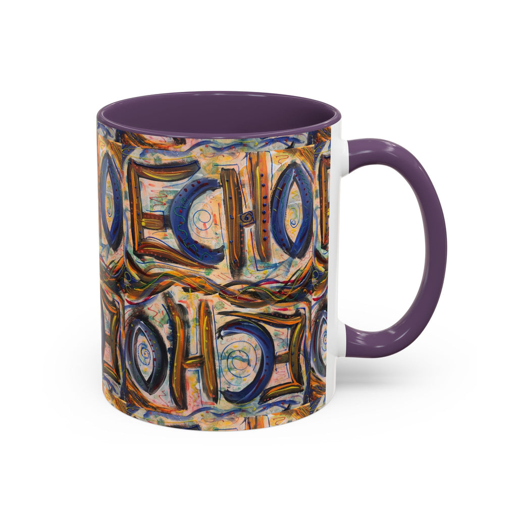 Echo Abstract Geometric Accent Coffee Mug – Colorful Modern Art Design (11/15 oz)