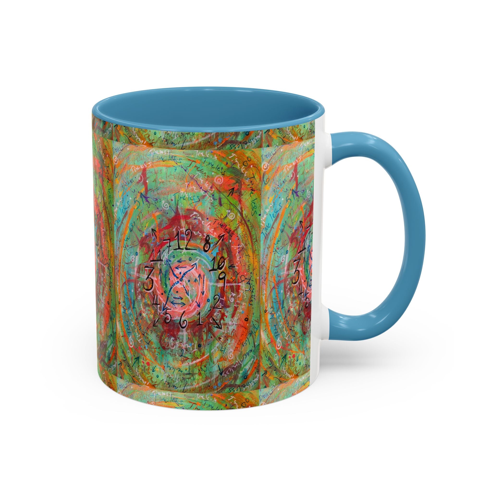Boho Tarot Clockwork Accent Coffee Mug — Vibrant Abstract Mystic Art (11/15oz)