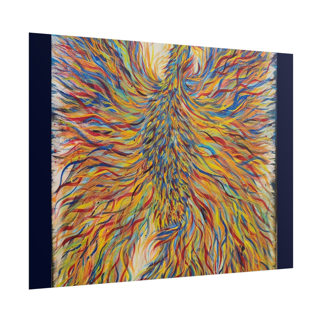 Abstract Phoenix Art Poster — Colorful Whimsical Wall Print