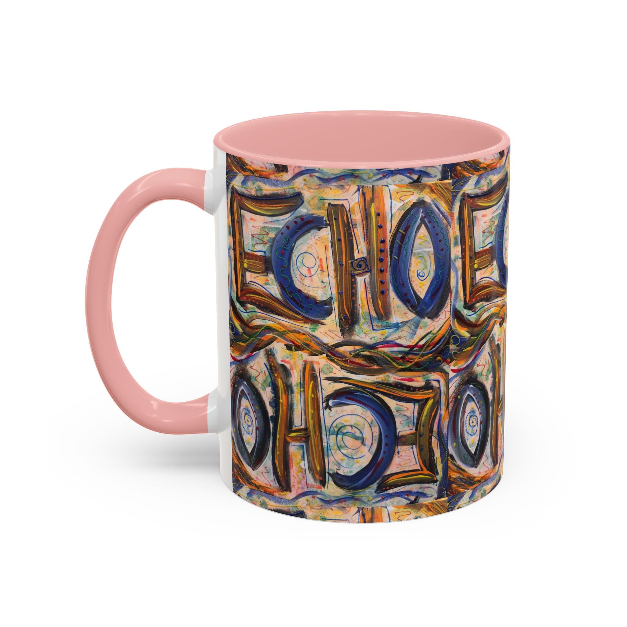 Echo Abstract Geometric Accent Coffee Mug – Colorful Modern Art Design (11/15 oz)
