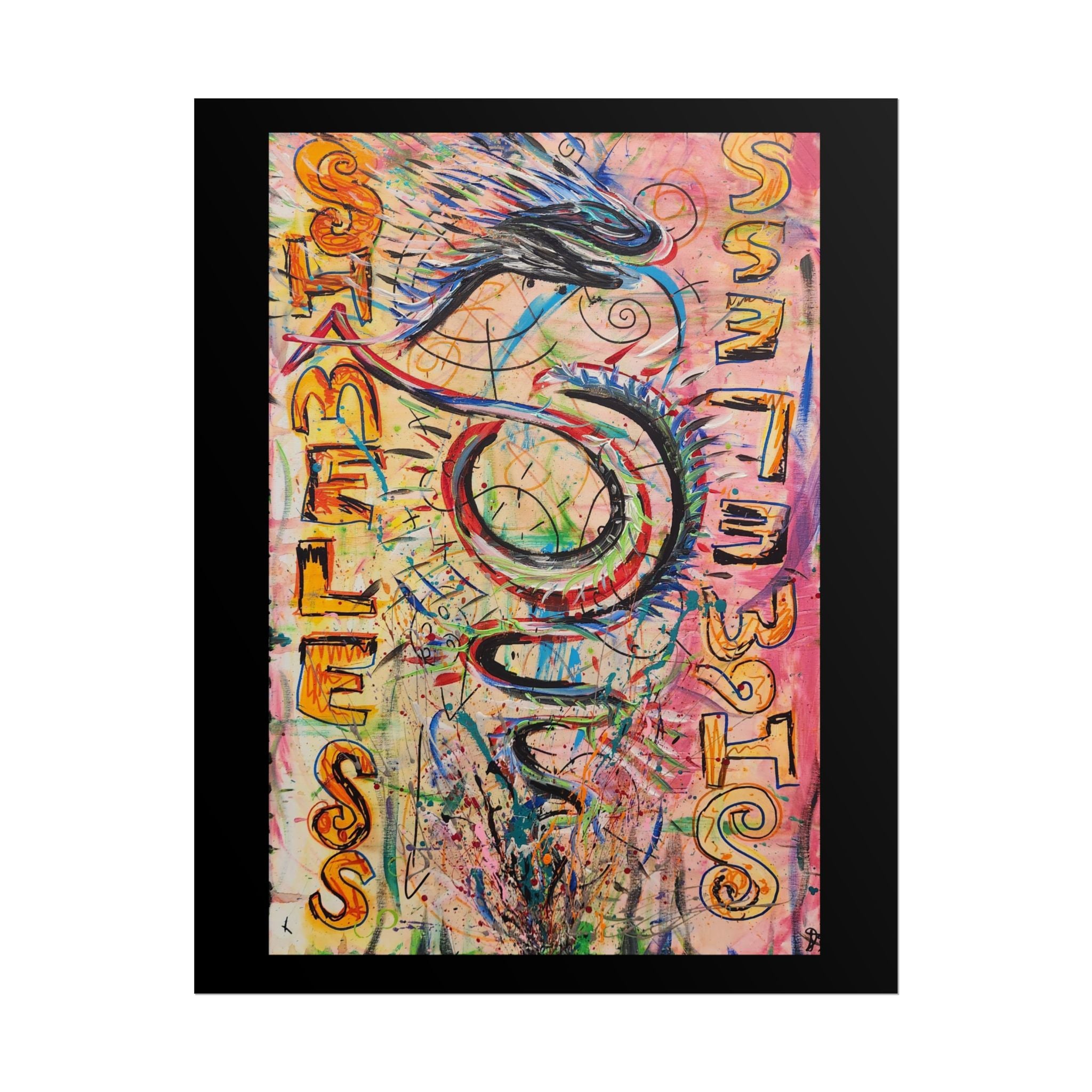 Rolled Poster — Colorful 'Shameless' Abstract Snake Art Print