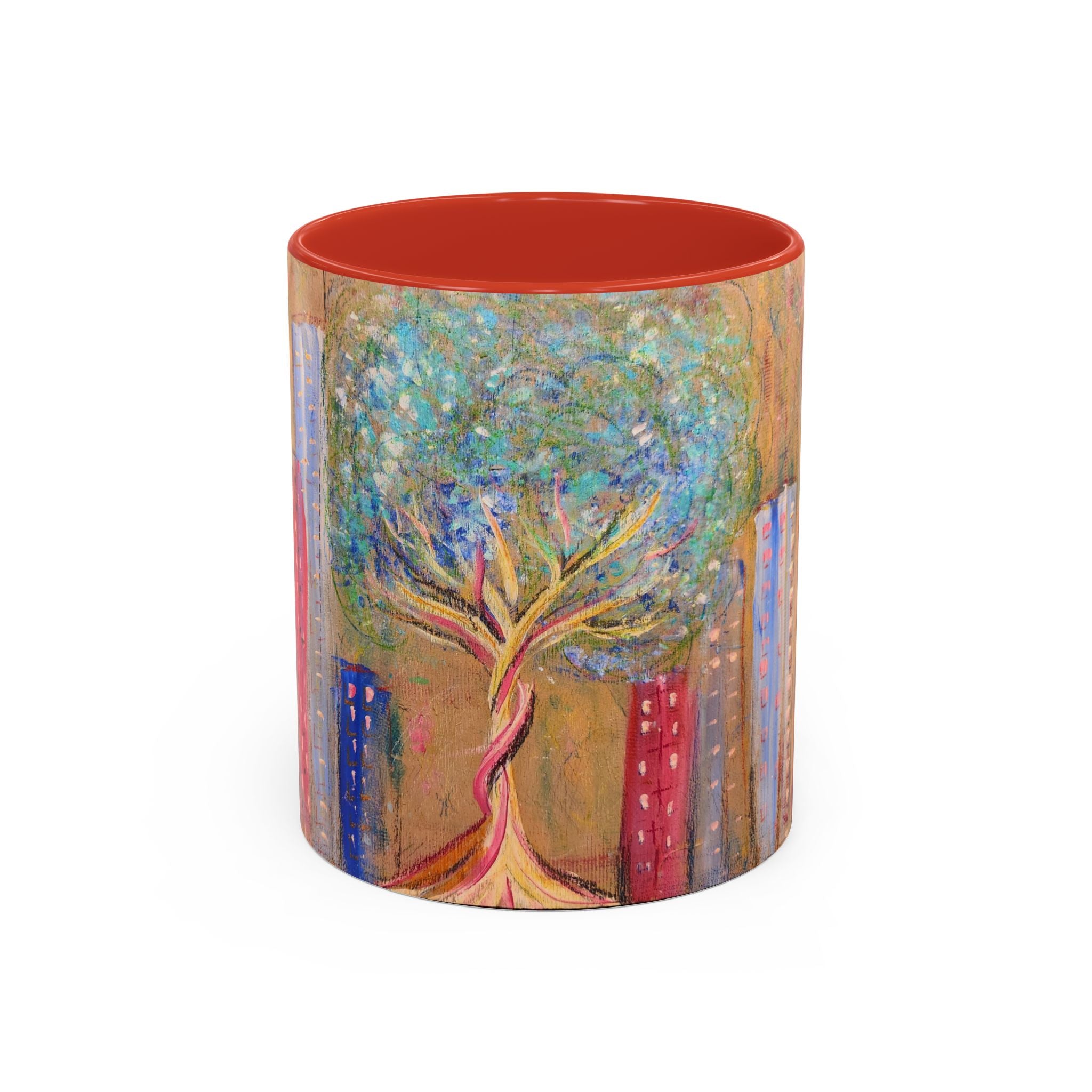 City Tree Coffee Mug — Colorful Urban Tree Art Accent Mug (11/15 oz)
