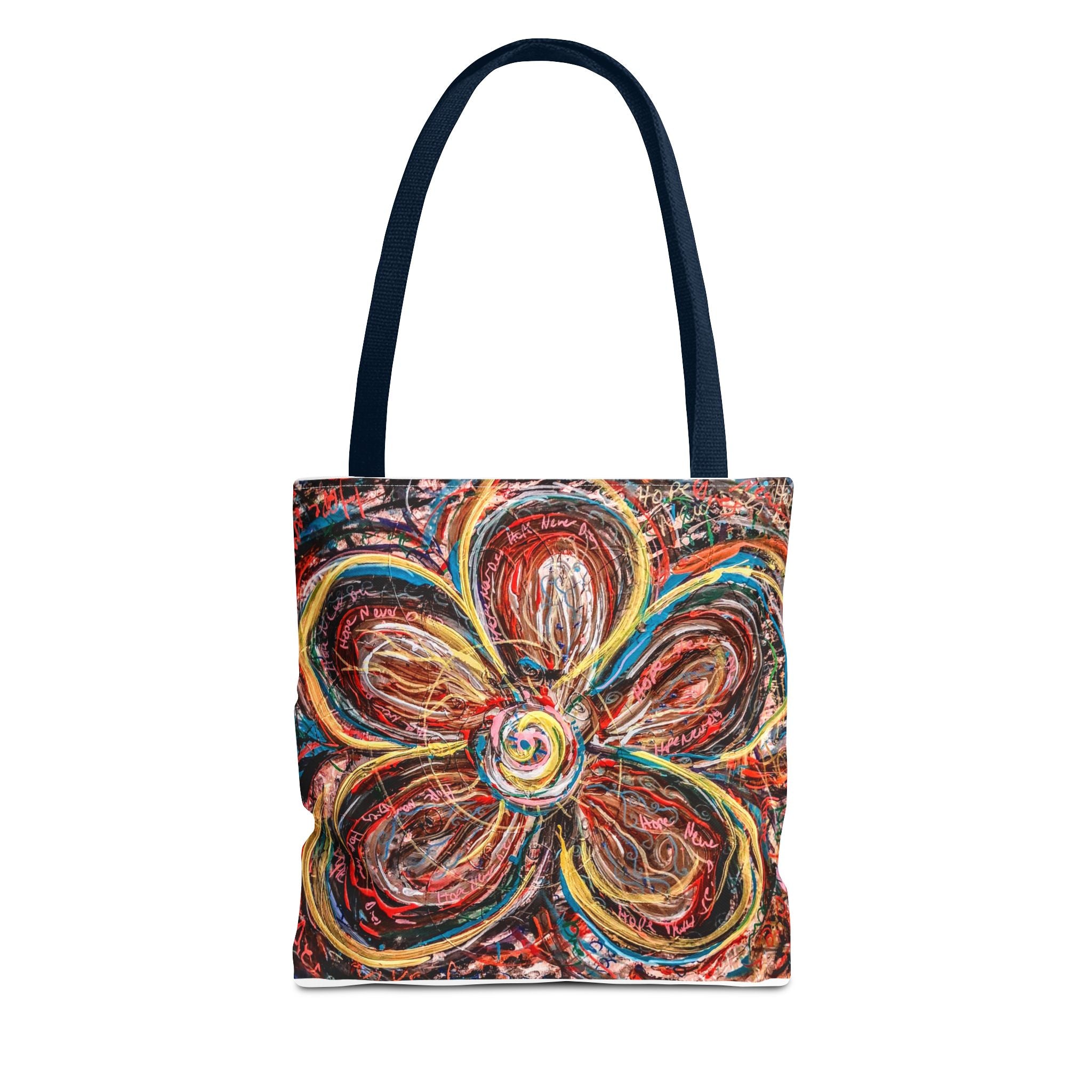 Abstract Flower Tote Bag — Colorful Swirl Bloom All-Over Print Tote