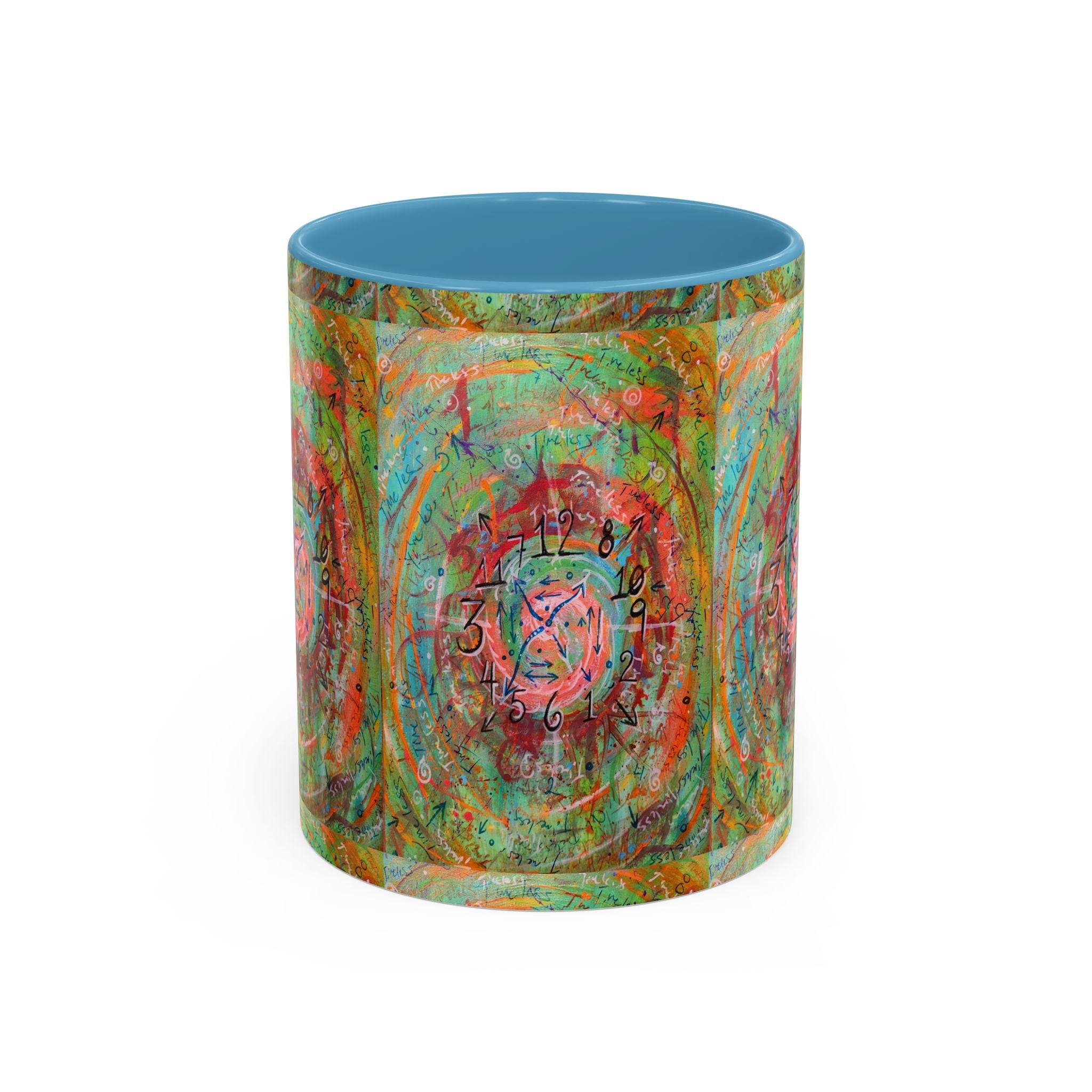 Boho Tarot Clockwork Accent Coffee Mug — Vibrant Abstract Mystic Art (11/15oz)