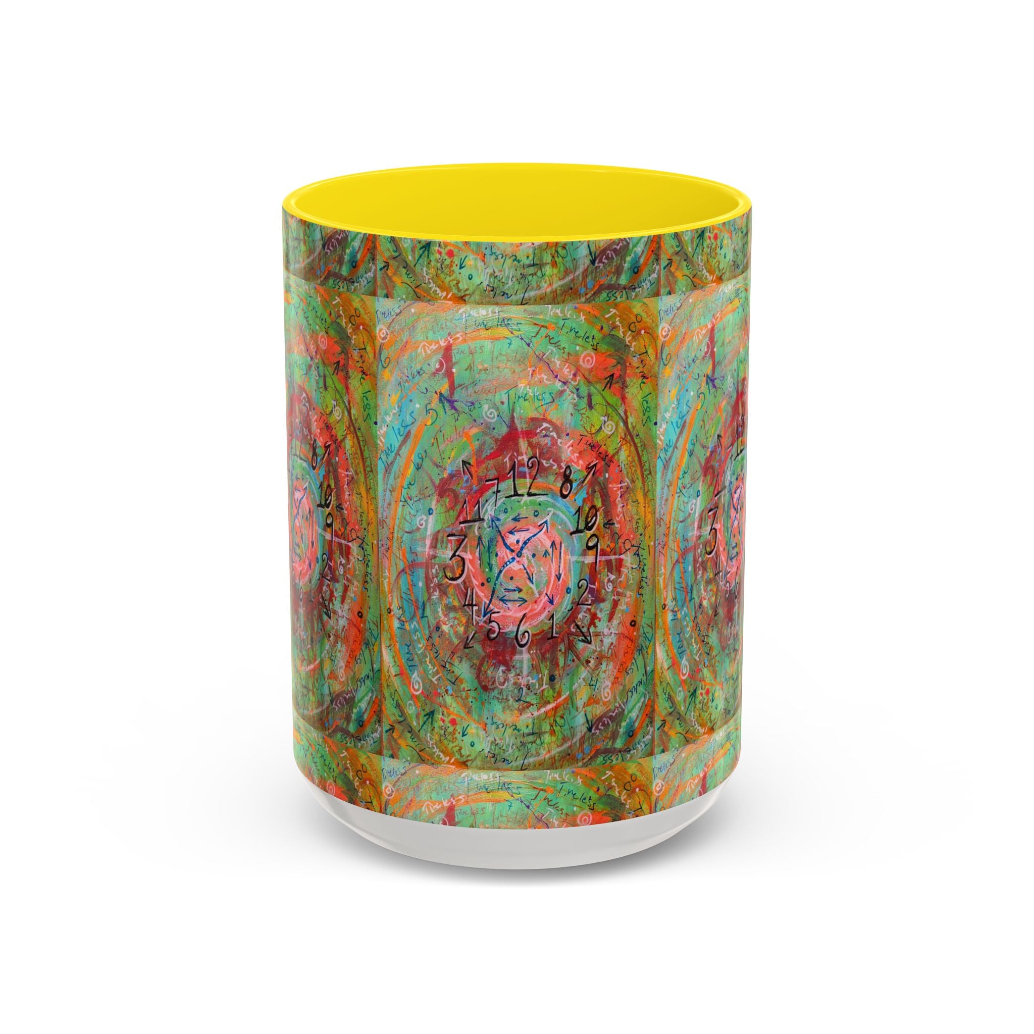 Boho Tarot Clockwork Accent Coffee Mug — Vibrant Abstract Mystic Art (11/15oz)