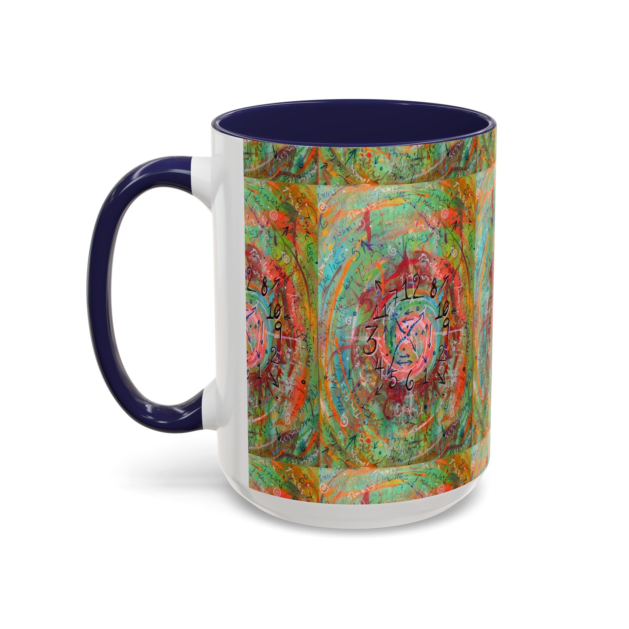 Boho Tarot Clockwork Accent Coffee Mug — Vibrant Abstract Mystic Art (11/15oz)