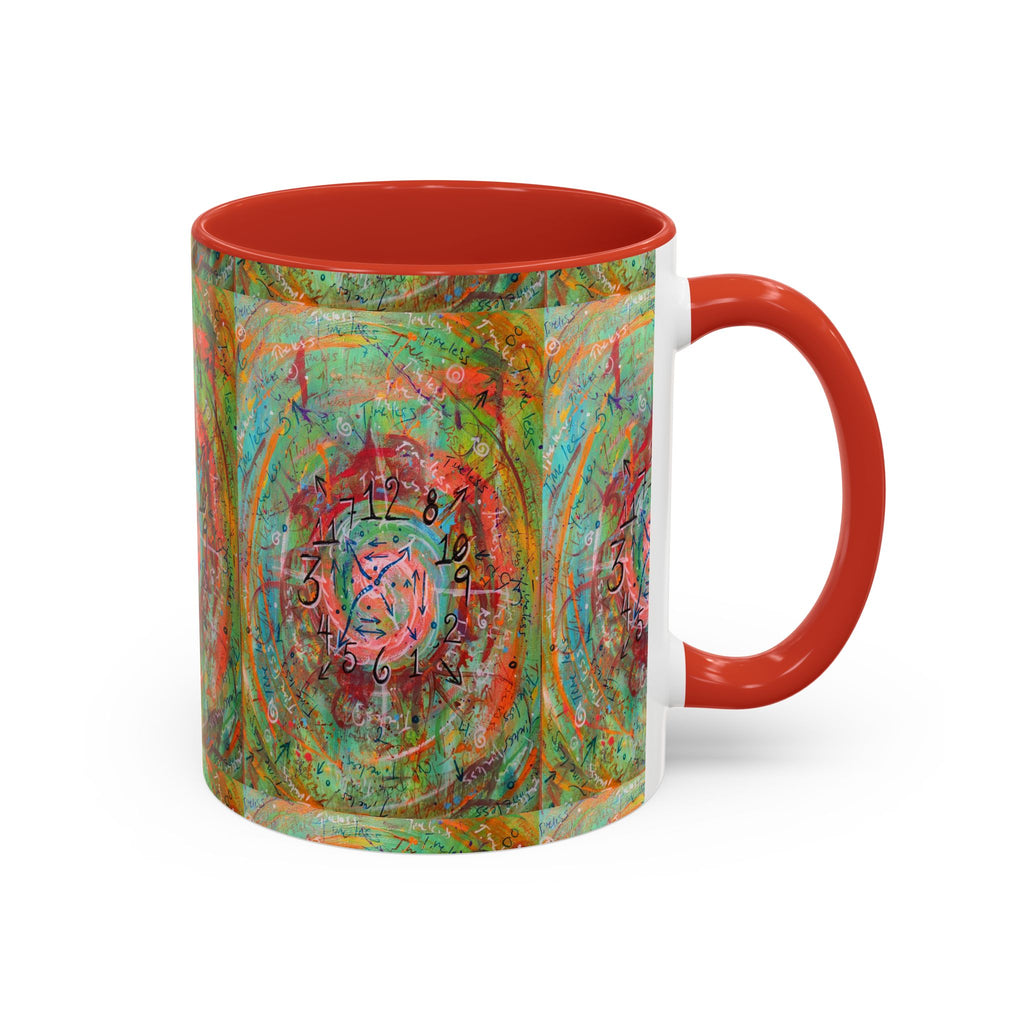 Boho Tarot Clockwork Accent Coffee Mug — Vibrant Abstract Mystic Art (11/15oz)