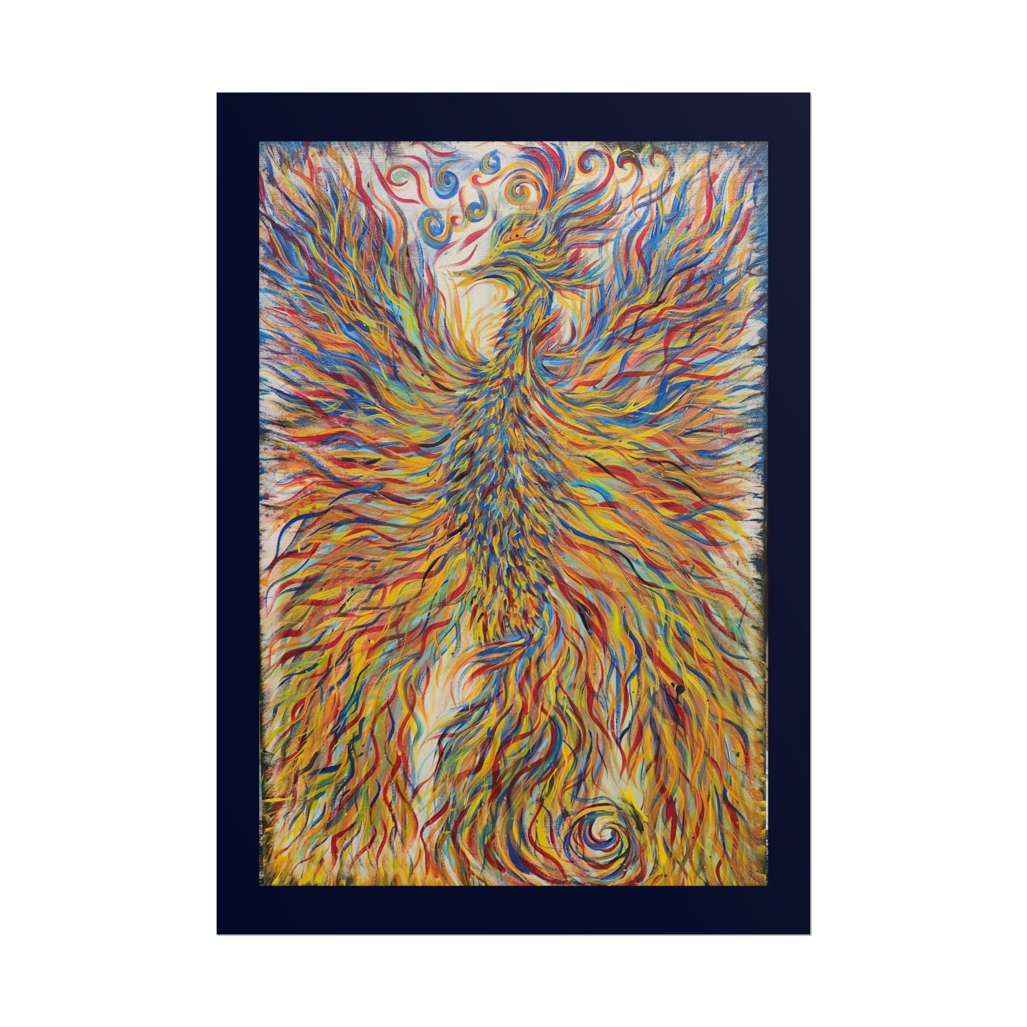 Abstract Phoenix Art Poster — Colorful Whimsical Wall Print