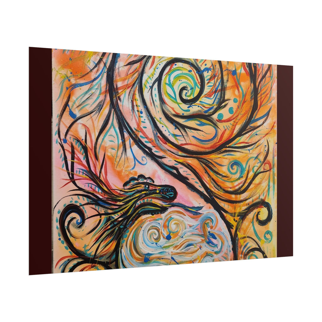 Abstract Spiral Dragon Art Poster – Colorful Swirl Wall Print