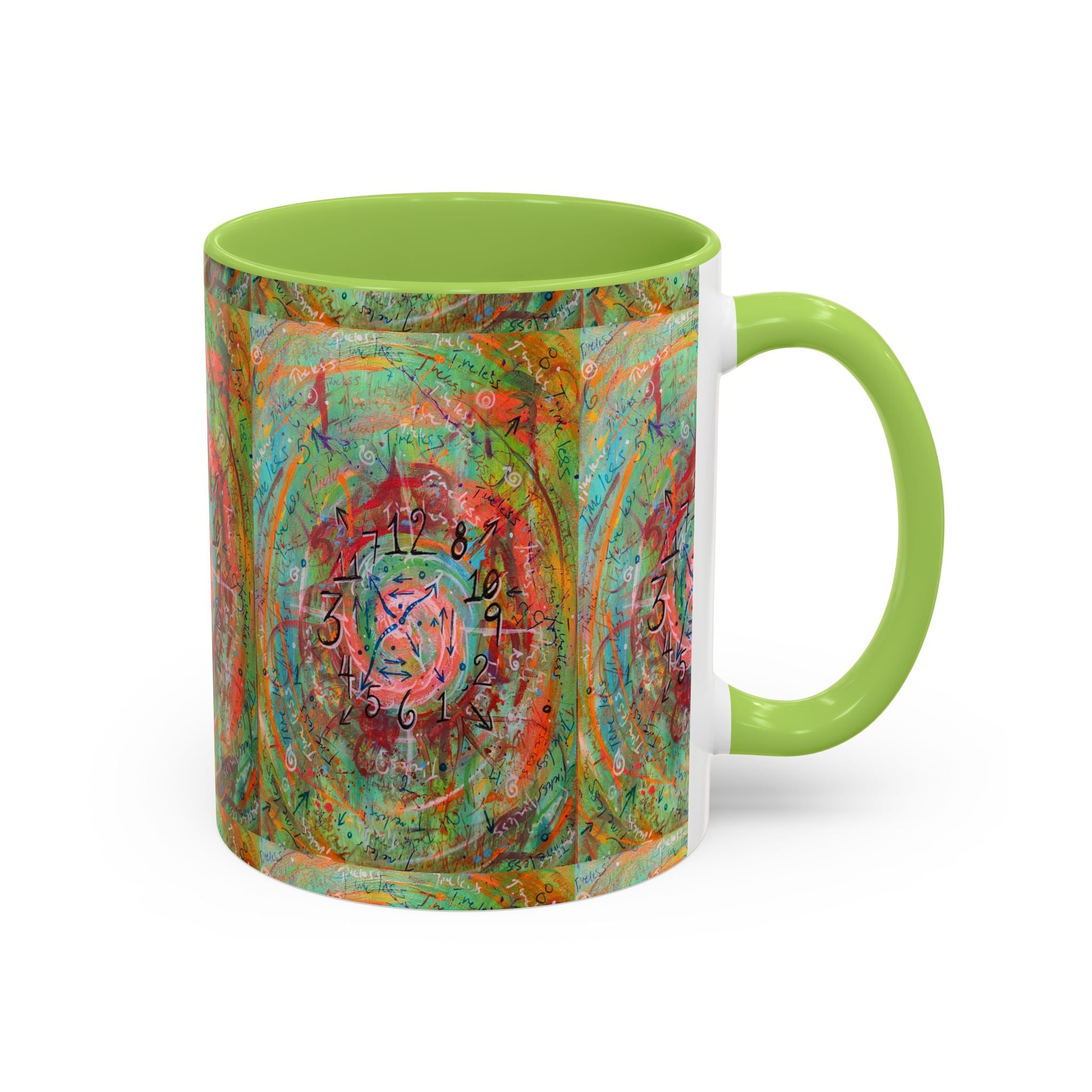 Boho Tarot Clockwork Accent Coffee Mug — Vibrant Abstract Mystic Art (11/15oz)