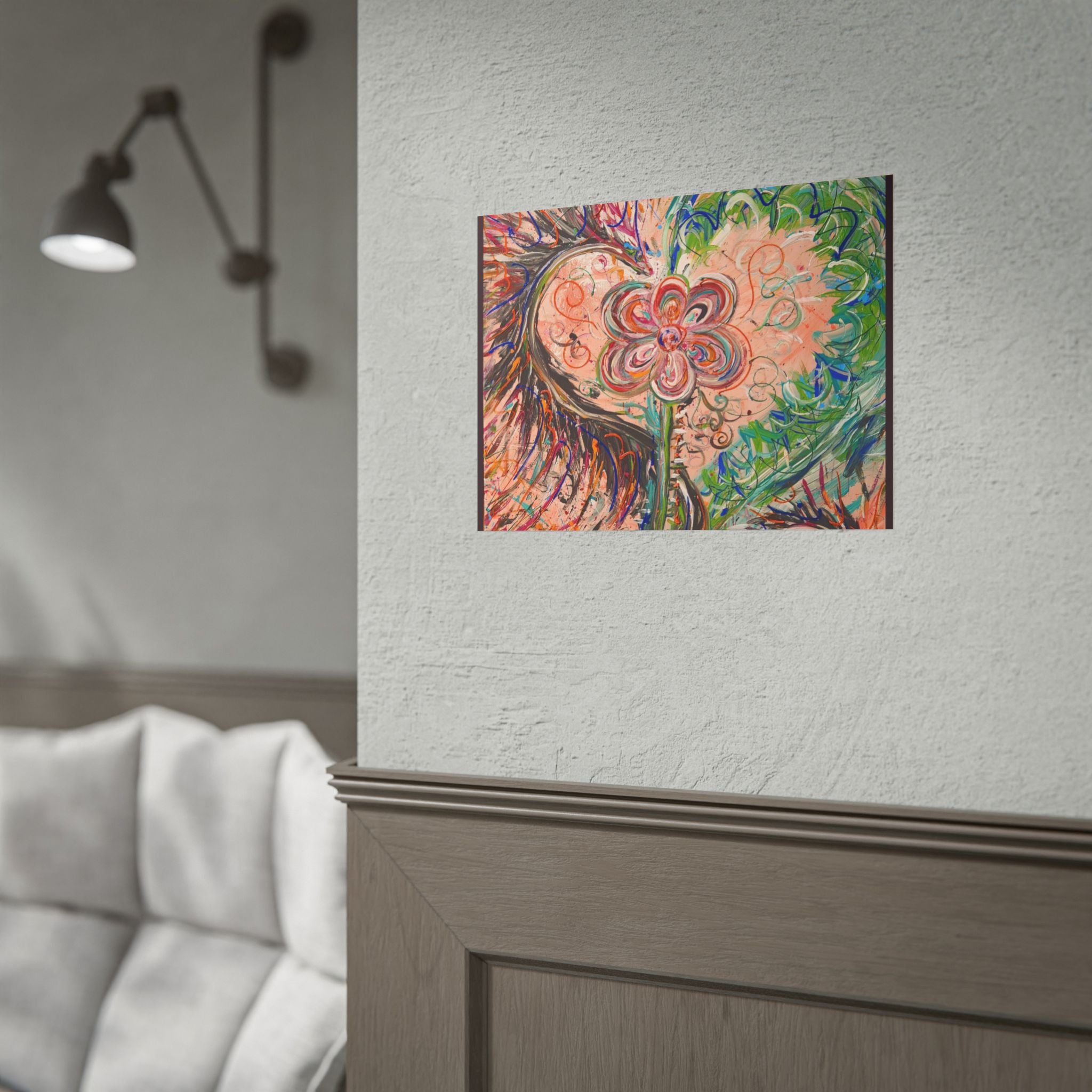 Dragon Abstract Floral Heart Poster — Colorful Swirl Flower Art Print (Rolled Poster)
