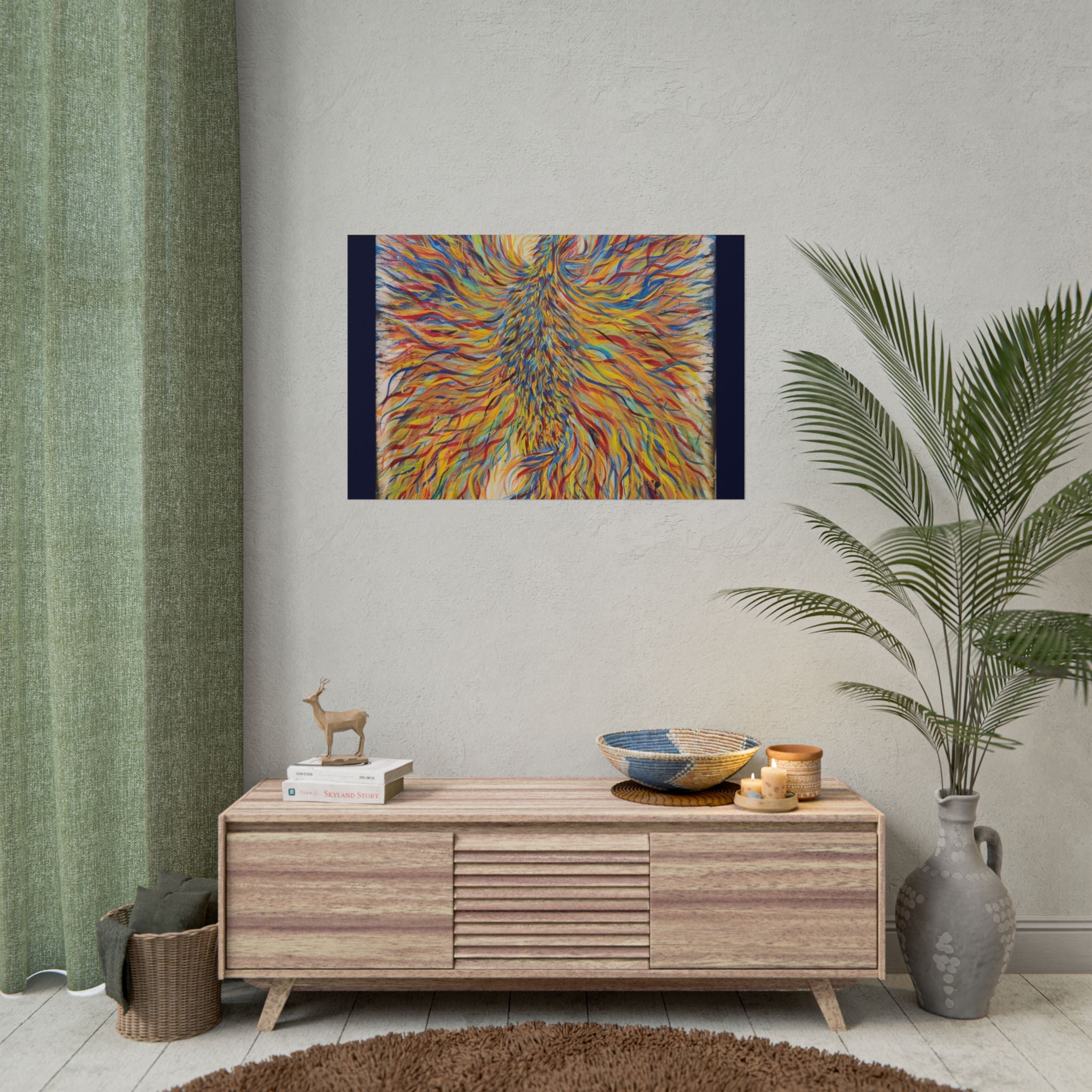 Abstract Phoenix Art Poster — Colorful Whimsical Wall Print