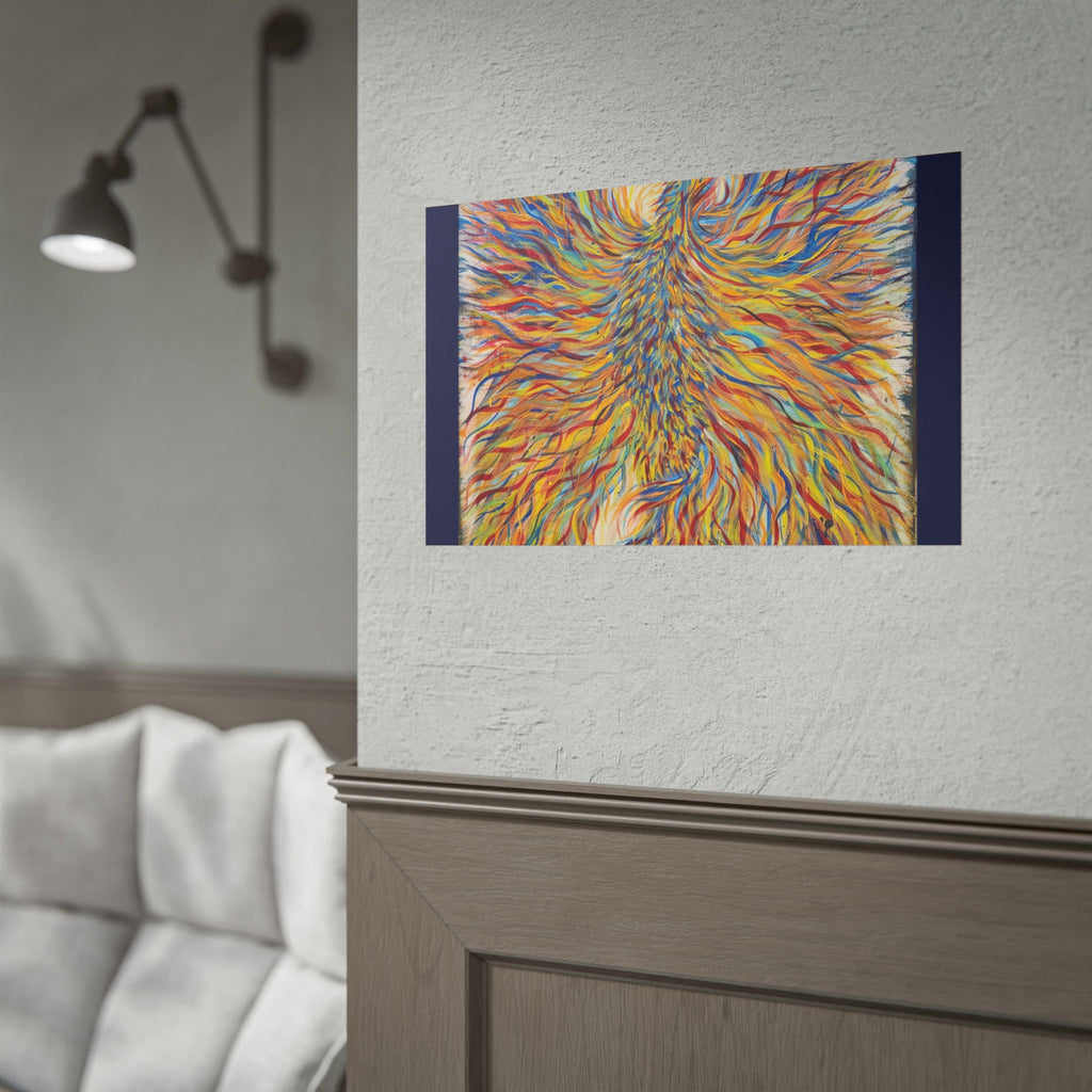 Abstract Phoenix Art Poster — Colorful Whimsical Wall Print