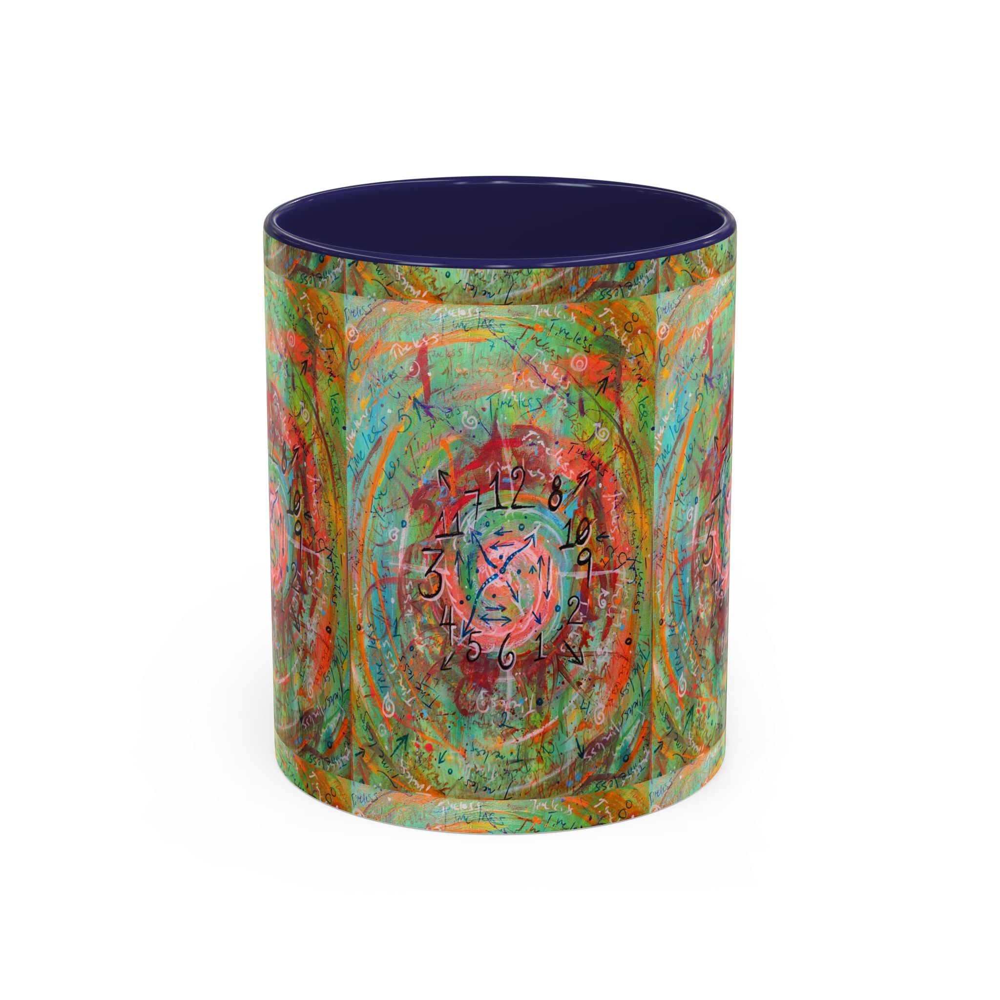 Boho Tarot Clockwork Accent Coffee Mug — Vibrant Abstract Mystic Art (11/15oz)