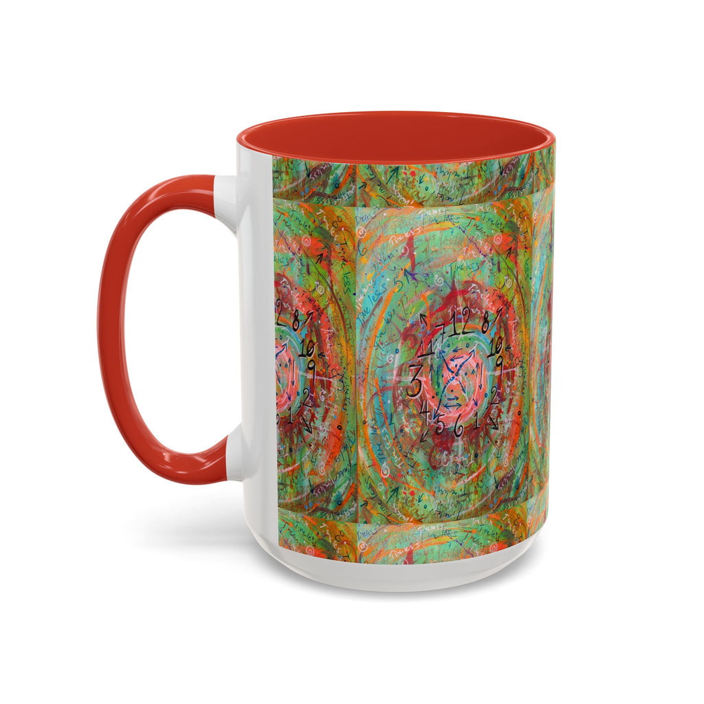Boho Tarot Clockwork Accent Coffee Mug — Vibrant Abstract Mystic Art (11/15oz)