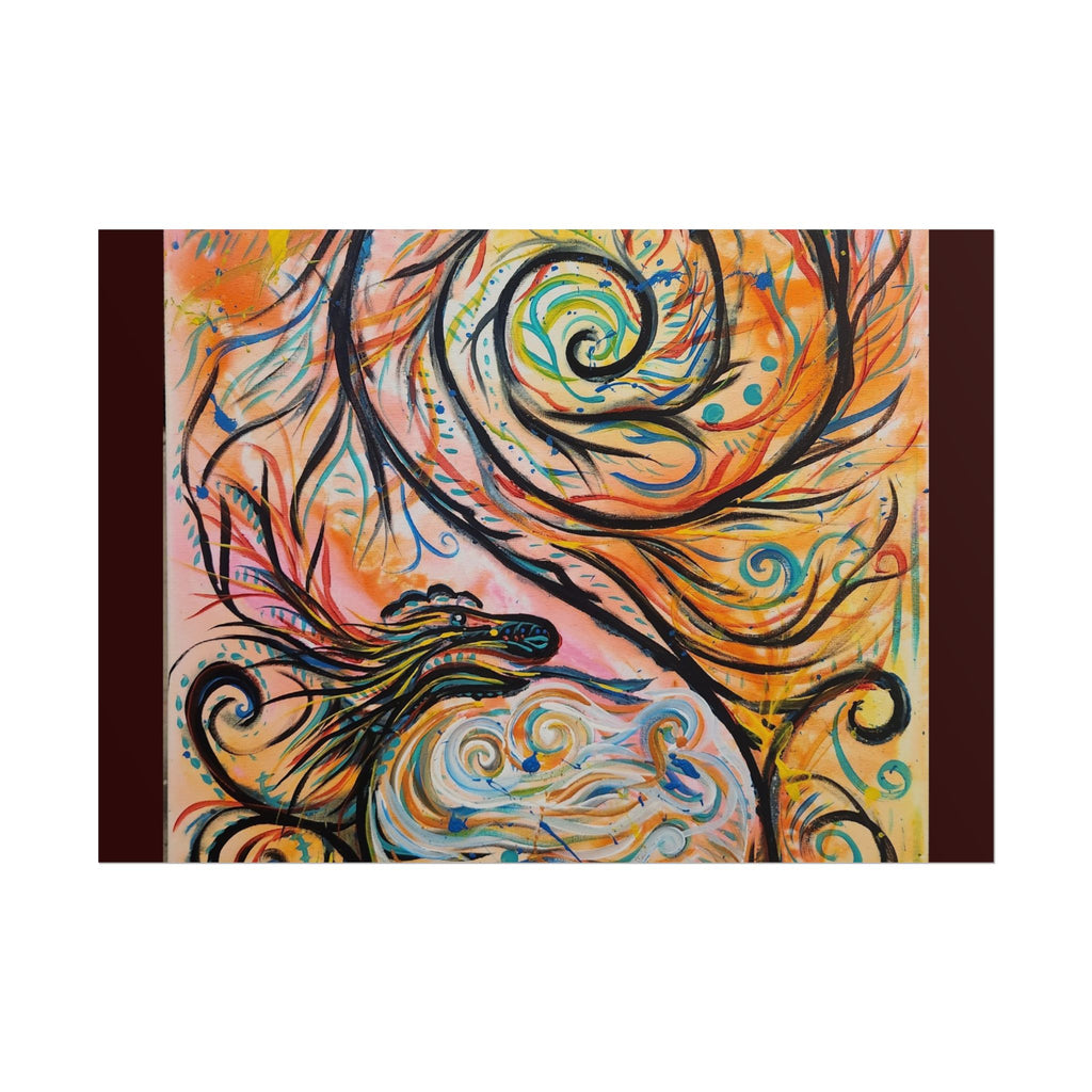Abstract Spiral Dragon Art Poster – Colorful Swirl Wall Print
